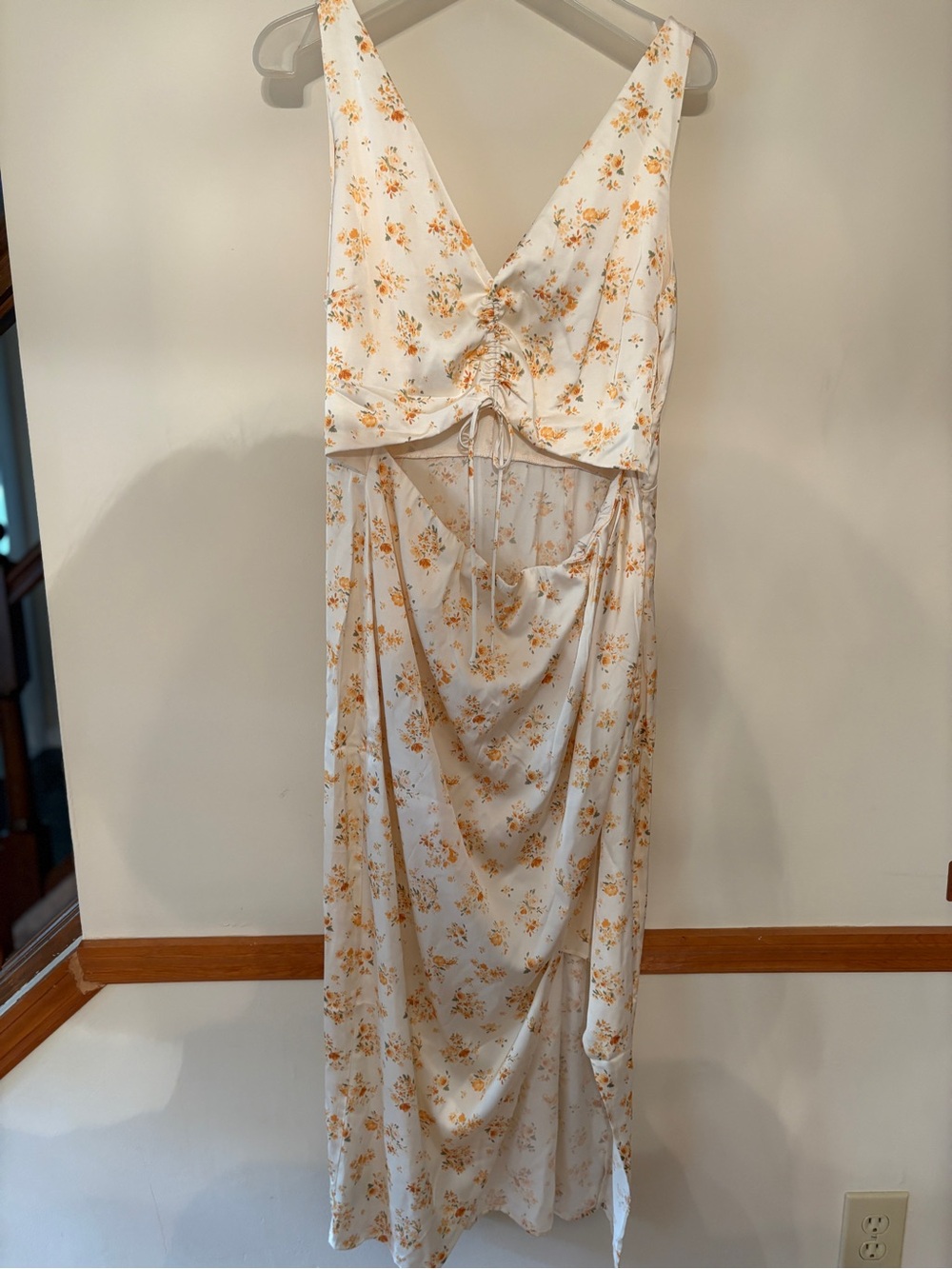 Abercrombie & Fitch NWT Cinched Front Open Satin Midi Dress NWT